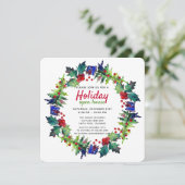 Weihnachtsfeiertag Blumenstrauß Open House Einladung (Stehend Vorderseite)