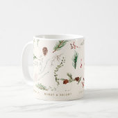 Weihnachtsfeiertag Boho Elegant Poinsettia Grün Kaffeetasse (Vorderseite Links)