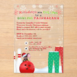 Weihnachtsfeiertag Bowling Pajama Pizza Party Acryleinladungen