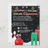 Weihnachtsfeiertag Bowling Pajama Pizza Party Blac Einladung (Vorderseite)