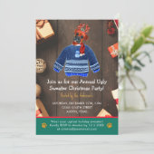 Weihnachtsfeiertag Boxer Dog Ugly Sweater Party Einladung (Stehend Vorderseite)