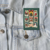 Weihnachtsfeiertag Briefmarke Briefmarke Retro Button (Insitu)