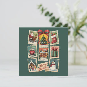 Weihnachtsfeiertag Briefmarke Briefmarke Retro Feiertagskarte