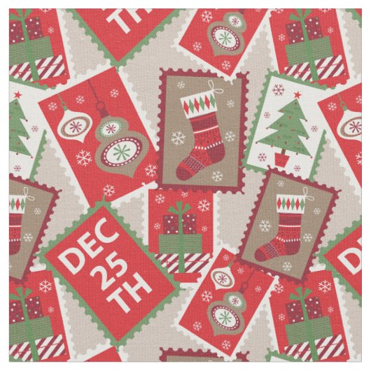 Weihnachtsfeiertag Briefmarke Muster Stoff (Nahaufnahme)