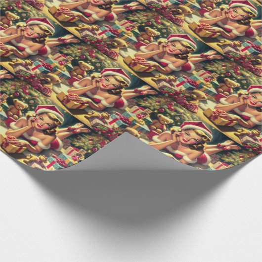 Weihnachtsfeiertag Button auf Geschenkpapier (Ecke)