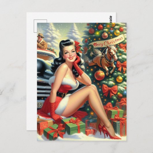 Weihnachtsfeiertag Button auf Postkarte (Vorne/Hinten)