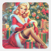 Weihnachtsfeiertag Button Up Quadratischer Aufkleber (Vorderseite)