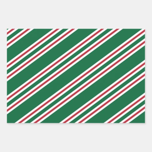 Weihnachtsfeiertag Candy Cane Stripe Geschenkwrake Geschenkpapier Set (Vorderseite)