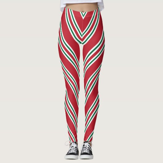 Weihnachtsfeiertag Candy Cane Strippenartige Leggi Leggings (Vorderseite)