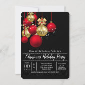 Weihnachtsfeiertag Chic in Gold Rot Einladung (Vorderseite)