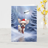 Weihnachtsfeiertag Chihuahua Welpe Hund Karte (Gelbe Blume)