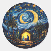 Weihnachtsfeiertag Christliche Krippe Runder Aufkleber (Vorderseite)