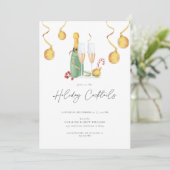 Weihnachtsfeiertag Cocktail Party Einladung Erwach (Stehend Vorderseite)
