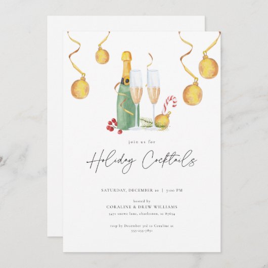 Weihnachtsfeiertag Cocktail Party Einladung Erwach (Vorne/Hinten)