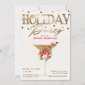 Weihnachtsfeiertag Cocktail Party Gold Roter Urlau Einladung (Vorderseite)