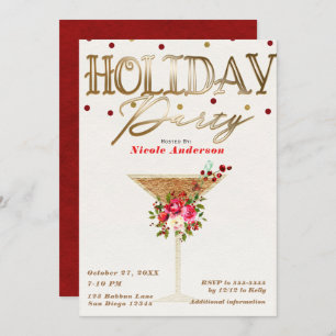 Weihnachtsfeiertag Cocktail Party Gold Roter Urlau Einladung