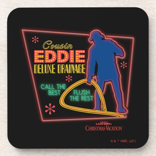 Weihnachtsfeiertag | Cousin Eddie Neon Sign Getränkeuntersetzer (Vorderseite)