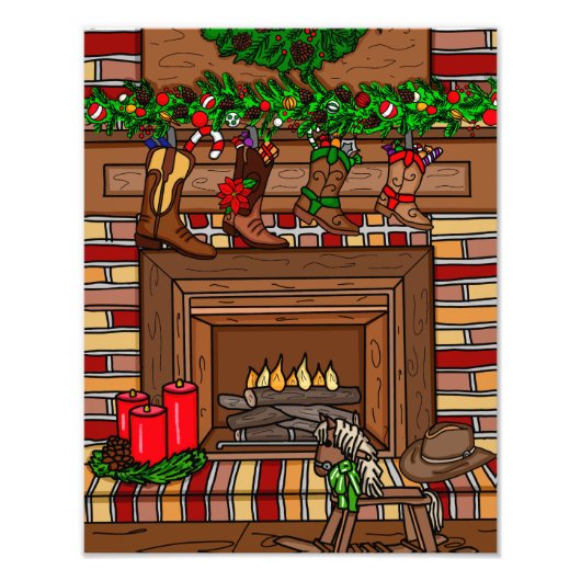 Weihnachtsfeiertag | Cowboy Boot-Strumpf Fotodruck (Vorne)
