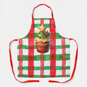Weihnachtsfeiertag Cupcake Schürze (rot und grün) (Vorderseite)