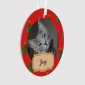 Weihnachtsfeiertag Custom Cat Foto Ornament (Vorderseite)