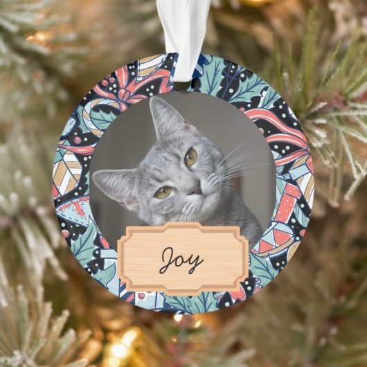 Weihnachtsfeiertag Custom Cat Foto Ornament (Baum)
