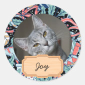 Weihnachtsfeiertag Custom Cat Foto Runder Aufkleber (Vorderseite)