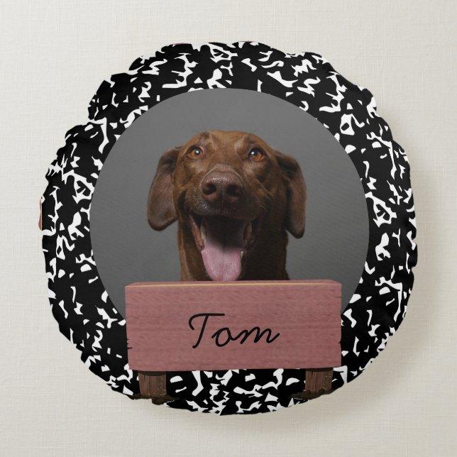 Weihnachtsfeiertag Custom Dog Rundes Kissen (Vorderseite)