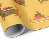 Weihnachtsfeiertag Dackel Schlittenpapier Geschenkpapier (Rolleneckpunkt)