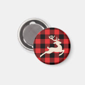 Weihnachtsfeiertag Deer Antlers Red Black Gingham Magnet (Vorderseite/Rückseite)