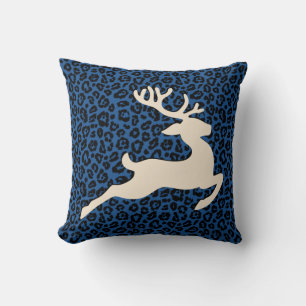 Weihnachtsfeiertag Deer Blue Leopard Print Kissen