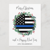 Weihnachtsfeiertag der Polizei Blaue Flagge Postkarte (Vorderseite)