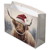 Weihnachtsfeiertag der Santa Cow Große Geschenktüte (Rückseite Schrägansicht)
