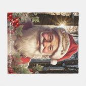 Weihnachtsfeiertag Der Weihnachtsmann Fleecedecke (Vorderseite (Horizontal))