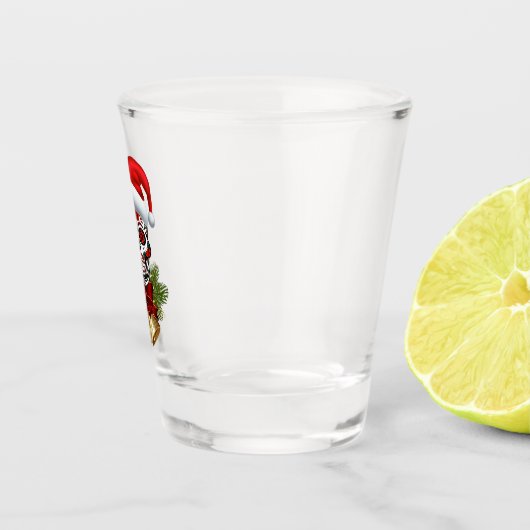 Weihnachtsfeiertag der Weihnachtsmannmütze des tot Schnapsglas (Rechts)