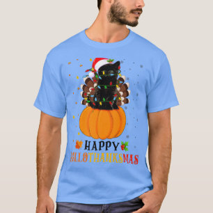 Weihnachtsfeiertag des Black Cat Halloween Ernteda T-Shirt