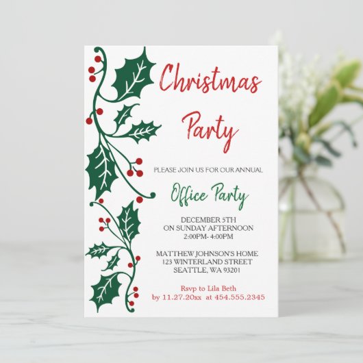 Weihnachtsfeiertag - Design Einladung (Stehend Vorderseite)