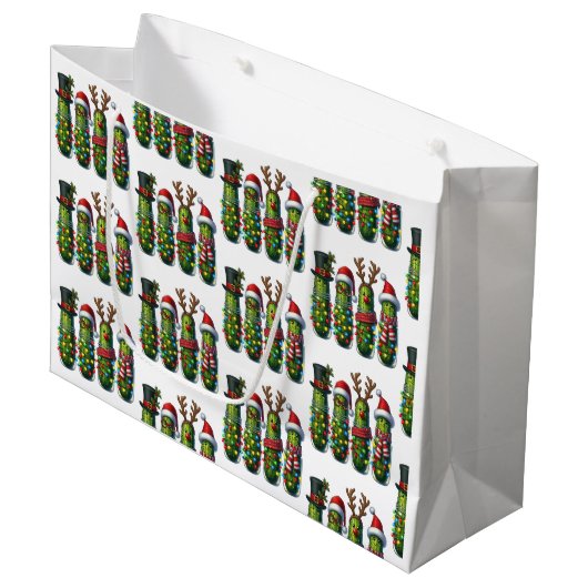 Weihnachtsfeiertag Dill Pickles Geschenktasche Große Geschenktüte (Vorderseite Schrägansicht)