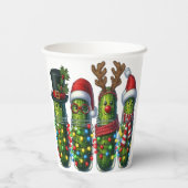 Weihnachtsfeiertag Dill Pickles in einem Jar Paper Pappbecher (Rückseite)