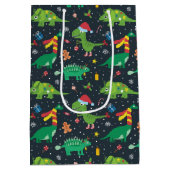 Weihnachtsfeiertag Dinosaur Geschenktasche Mittlere Geschenktüte (Rückseite)