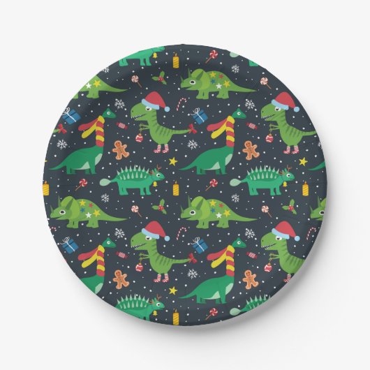 Weihnachtsfeiertag Dinosaur Papierplatte Pappteller (Vorderseite)