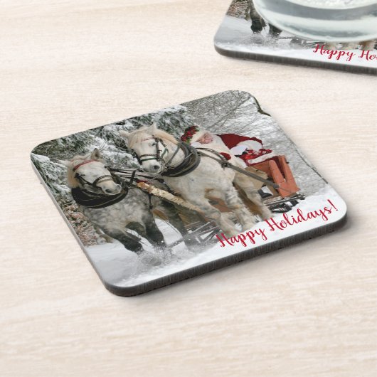 Weihnachtsfeiertag durch den Weihnachtsmann Getränkeuntersetzer (Linke Seite)