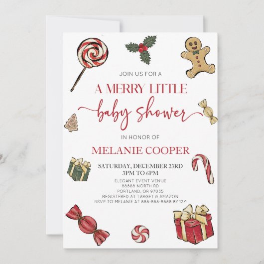 Weihnachtsfeiertag Eine lustige kleine Babydusche Einladung (Vorderseite)