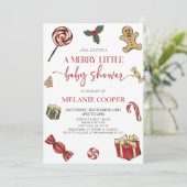 Weihnachtsfeiertag Eine lustige kleine Babydusche Einladung (Stehend Vorderseite)