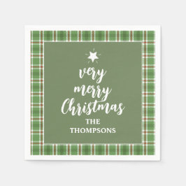 Weihnachtsfeiertag Einfache Grüne Ferien Kariert N Serviette