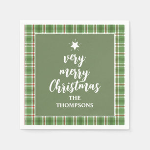Weihnachtsfeiertag Einfache Grüne Ferien Kariert N Serviette