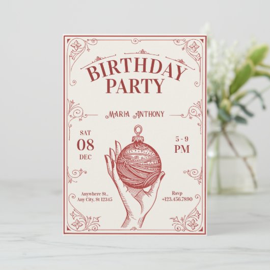 Weihnachtsfeiertag Einladung (Stehend Vorderseite)