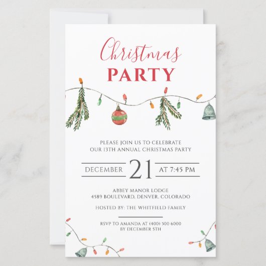 Weihnachtsfeiertag Einladung (Vorderseite)