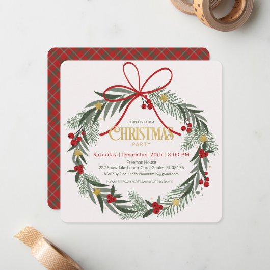 Weihnachtsfeiertag Einladung (Vorderseite/Rückseite Beispiel)