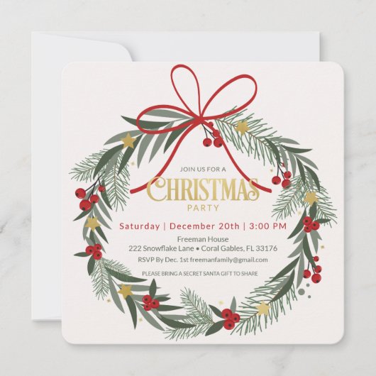 Weihnachtsfeiertag Einladung (Vorderseite)