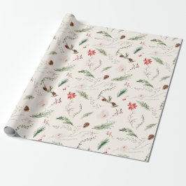 Weihnachtsfeiertag Elegant Boho Botanische Natur Geschenkpapier